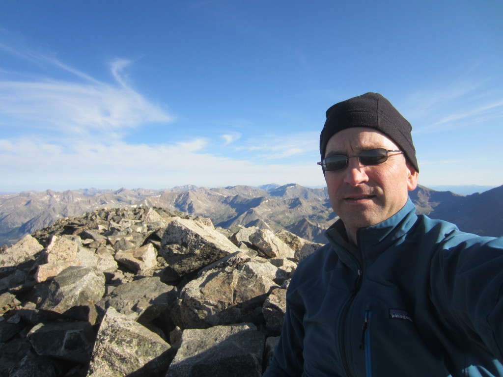 Chris on Mount Yale Summit, view North