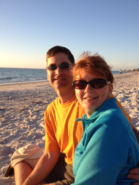 Chris and Michelle on Naples Beach at Sunset