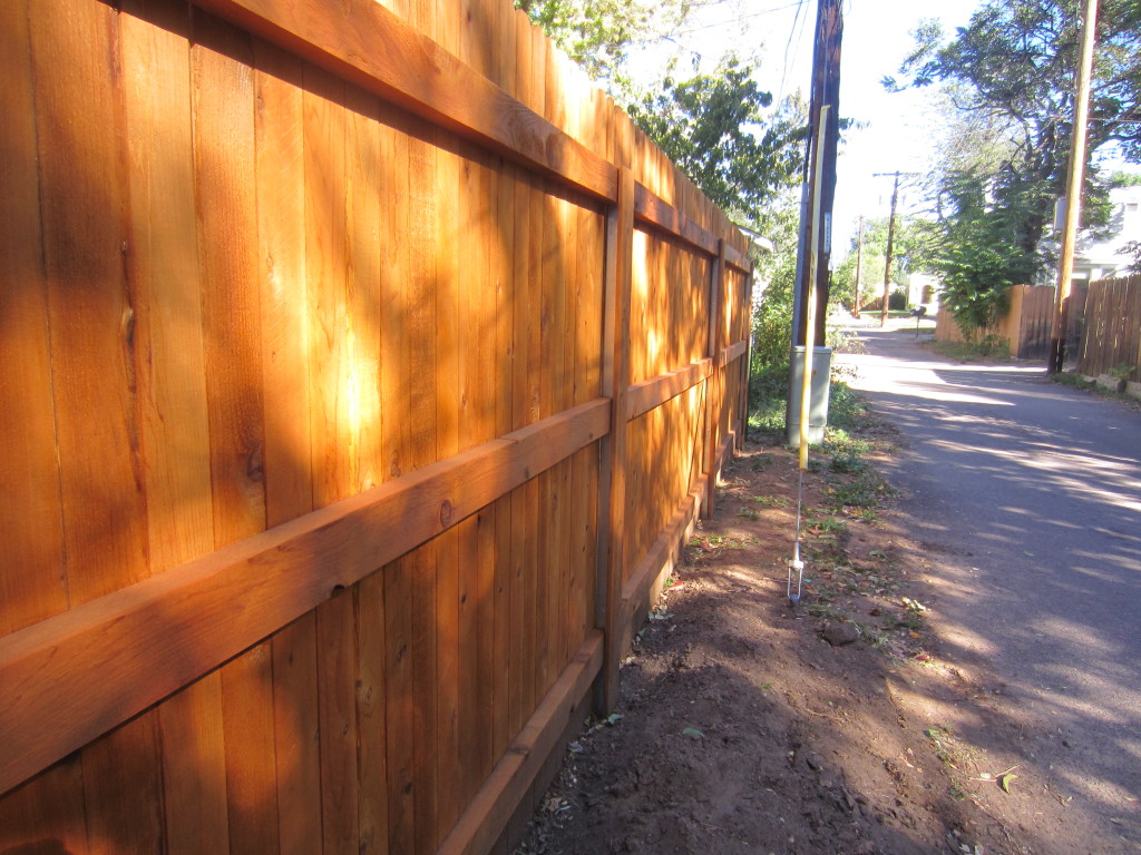 Fence alley side - shows detail of rails and posts